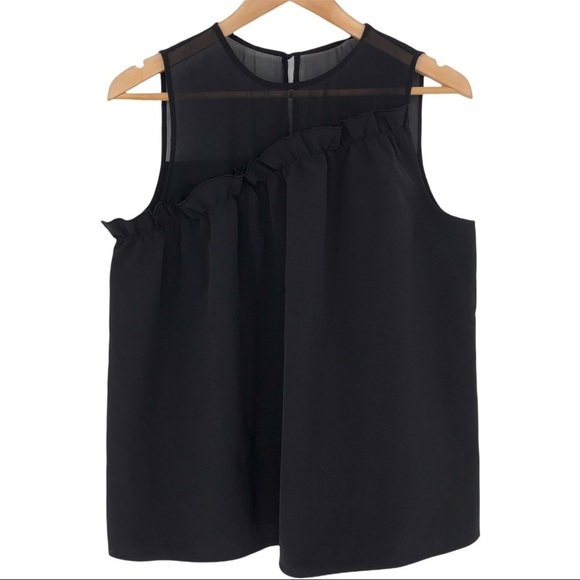 Halogen black sleeveless ruffle front blouse - Picture 1 of 7